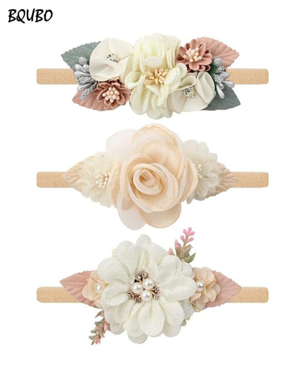 BQUBO Baby Girl Nylon Headbands Infant Flower Elastic Hair band Bows Wraps For Newborn Toddler Hair Accessories