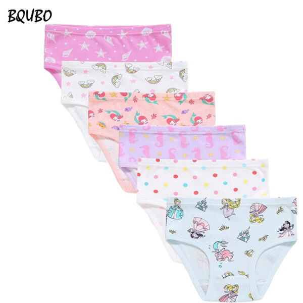 BQUBO Little Girls' Soft Cotton Underwear Kids Cool Breathable Comfort Panty Briefs Toddler Undies(Pack of 6) 1-3 Years