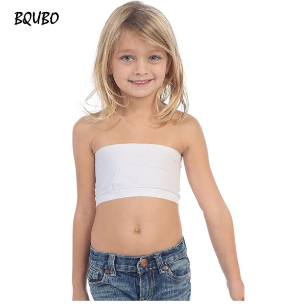 BQUBO Girl’s Bandeau Tube Bra – Strapless Cropped Sports Bralette Seamless Crop Bandeau tops UV Protective Fabric