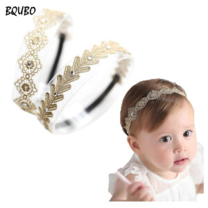 BQUBO Baby Toddler Elastic Chiffon Flower Headbands Princess Girls Hand Sewing Beads Flower Lace Headwear Nylon Headband