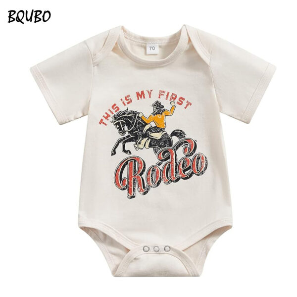 BQUBO Western Baby Girls Boys Bodysuit Clothes Country Cowboy Cowgirl Funny Cute Infant Creepers One-Piece Baby Bodysuit 0-6 Months