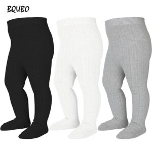 BQUBO Baby Tights Cable Knit Tights Baby Leggings Seamless Cotton Stockings Hosiery 3 Pack for Infants Toddlers 0-6 Months