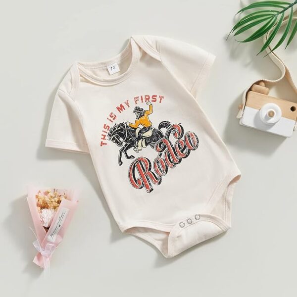 BQUBO Western Baby Girls Boys Bodysuit Clothes Country Cowboy Cowgirl Funny Cute Infant Creepers One-Piece Baby Bodysuit 0-6 Months - Image 3