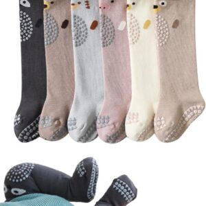 Toddlers Knee High Socks Girl Boy Non Slip with Grips Anti Skid Socks Newborn Infant Indoor Floor Crawling Tube Stockings