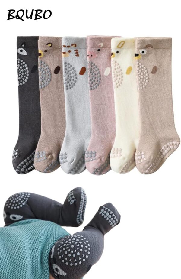 Toddlers Knee High Socks Girl Boy Non Slip with Grips Anti Skid Socks Newborn Infant Indoor Floor Crawling Tube Stockings