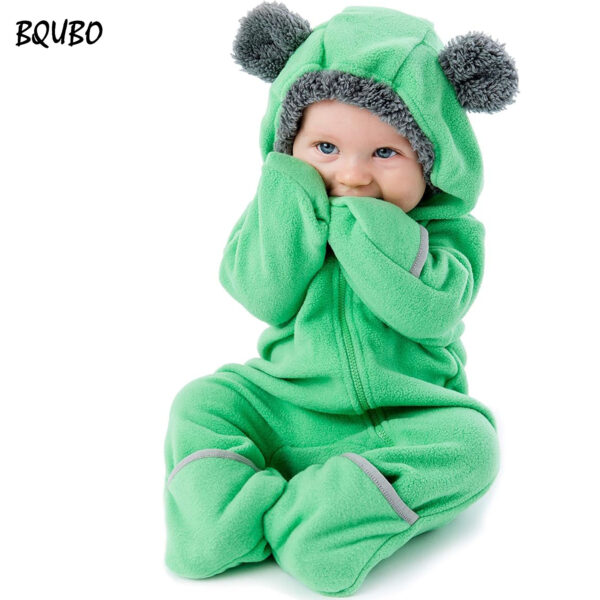 BQUBO Fleece Baby Bunting Bodysuit – Infant One Piece Kids Hooded Romper Outerwear Toddler Jacket treated with fire and heat retardants 0-12 Months