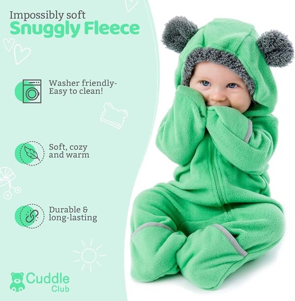 BQUBO Fleece Baby Bunting Bodysuit – Infant One Piece Kids Hooded Romper Outerwear Toddler Jacket treated with fire and heat retardants 0-12 Months - Image 2