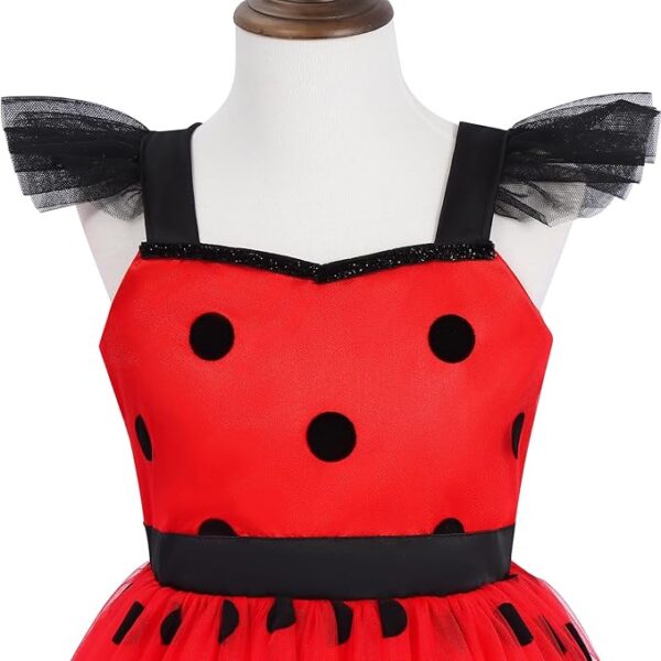 BQUBO Girls Light up Ladybug Masquerade costumes - Kids LED Princess Dress Halloween Cosplay Outfit Clothes Apparels 3-6years - Image 4