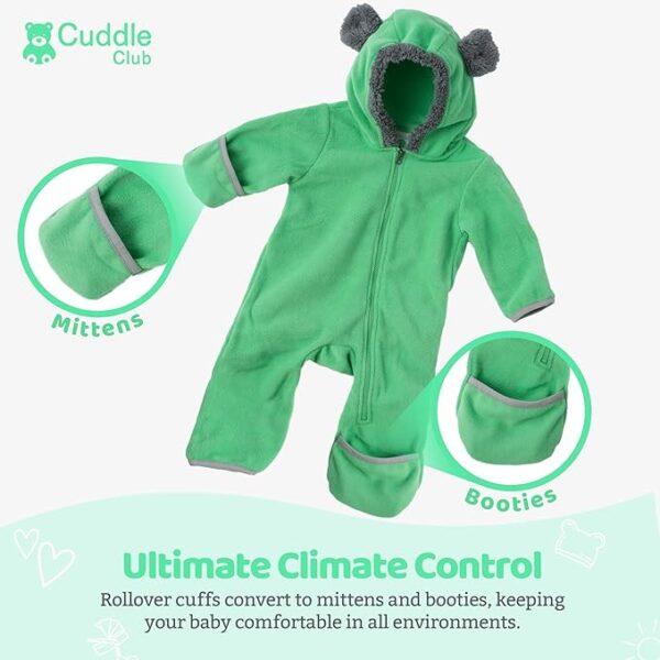 BQUBO Fleece Baby Bunting Bodysuit – Infant One Piece Kids Hooded Romper Outerwear Toddler Jacket treated with fire and heat retardants 0-12 Months - Image 3